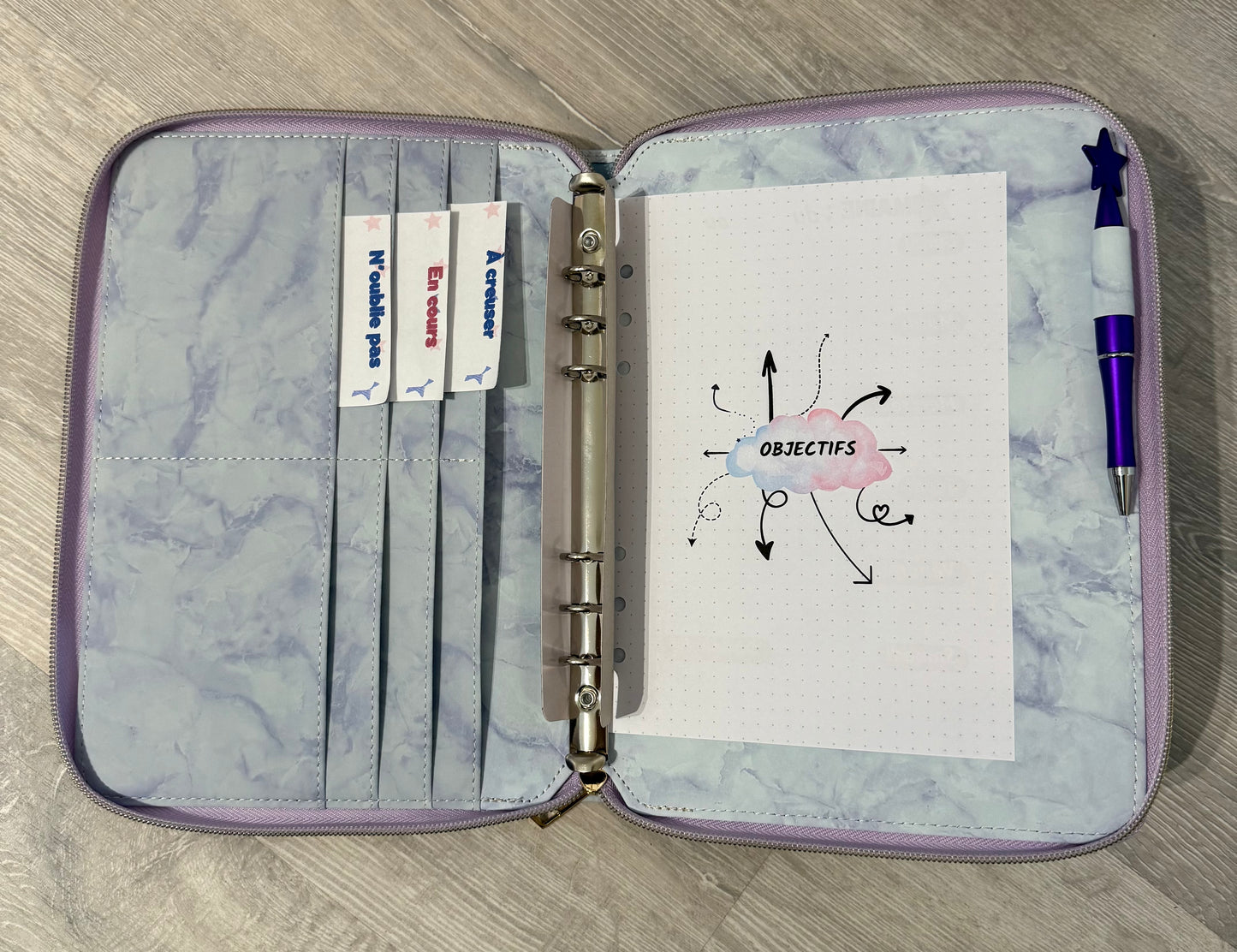 Classeur à zip A5 - 6 anneaux - plusieurs coloris